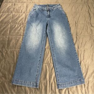 Flamingals Wide Leg Denim Jeans Size Small High Rise Stretch Blue